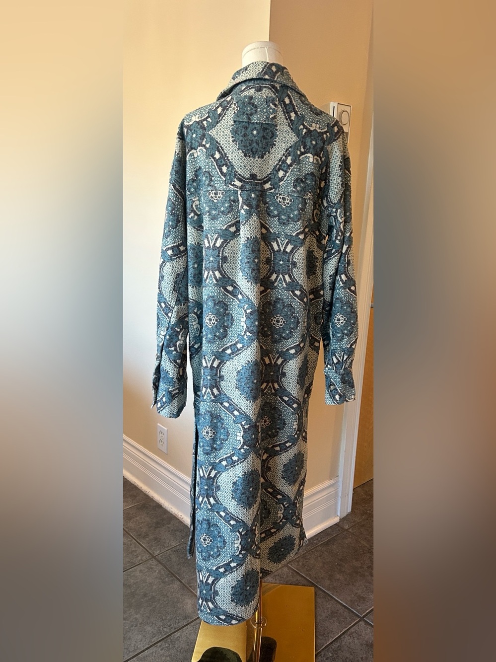 FREE PEOPLE x We The Free Brick Lane Jacquard Maxi Shirt Jacket size medium - Picture 14 of 16